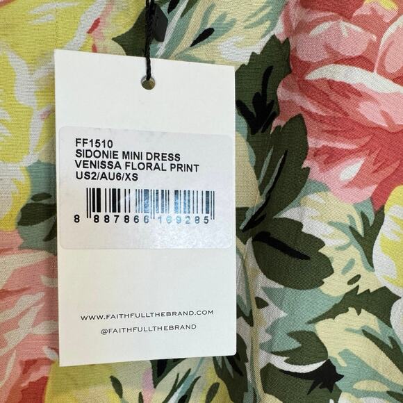 FAITHFULL THE BRAND NWT Sidonie Mini Dress Venissa Floral Size 2 / XS $159 MSRP - Picture 8 of 11